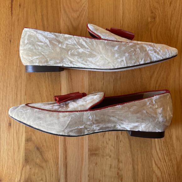 Saint G Saint Simona Cipra Velvet Tassel Moccasins Loafers in "Beige" Sz 7 - Picture 7 of 14